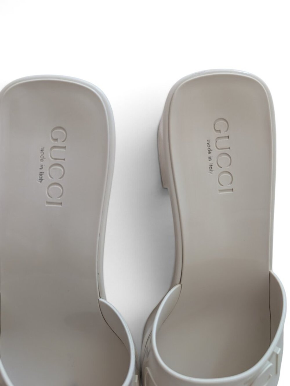 Gucci Logo Rubber Slide Mules Size 40/10 White EUC - Picture 5 of 11